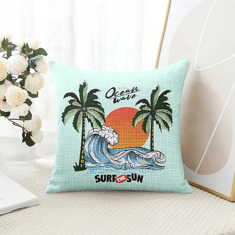 Summer Vibe Decorative Toss Pillows Cover 1PC Soft Square Couch Cushion Case Pillowcase for Bedroom Livingroom Sofa Chair