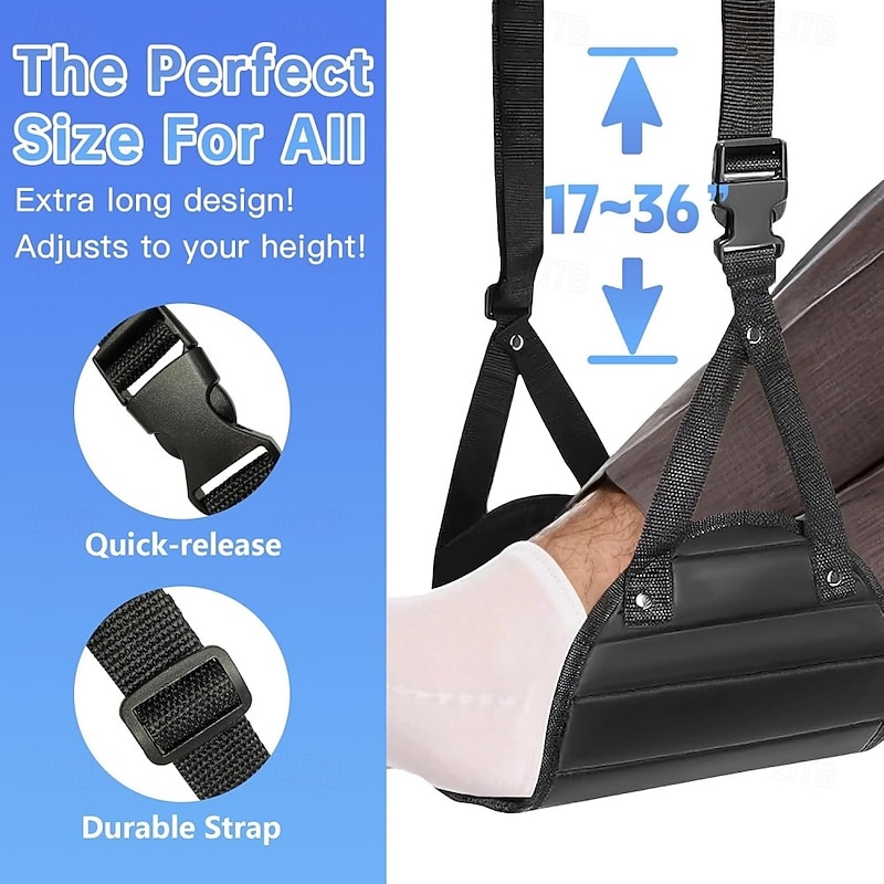 Airplane Foot Hammock for Plane Travel Length Adjustable Airplane Foot Rest Footrest for Travel Hammock Office Hammock with Airplane and High-speed Rail Footrest Hammock Foot Stepping4