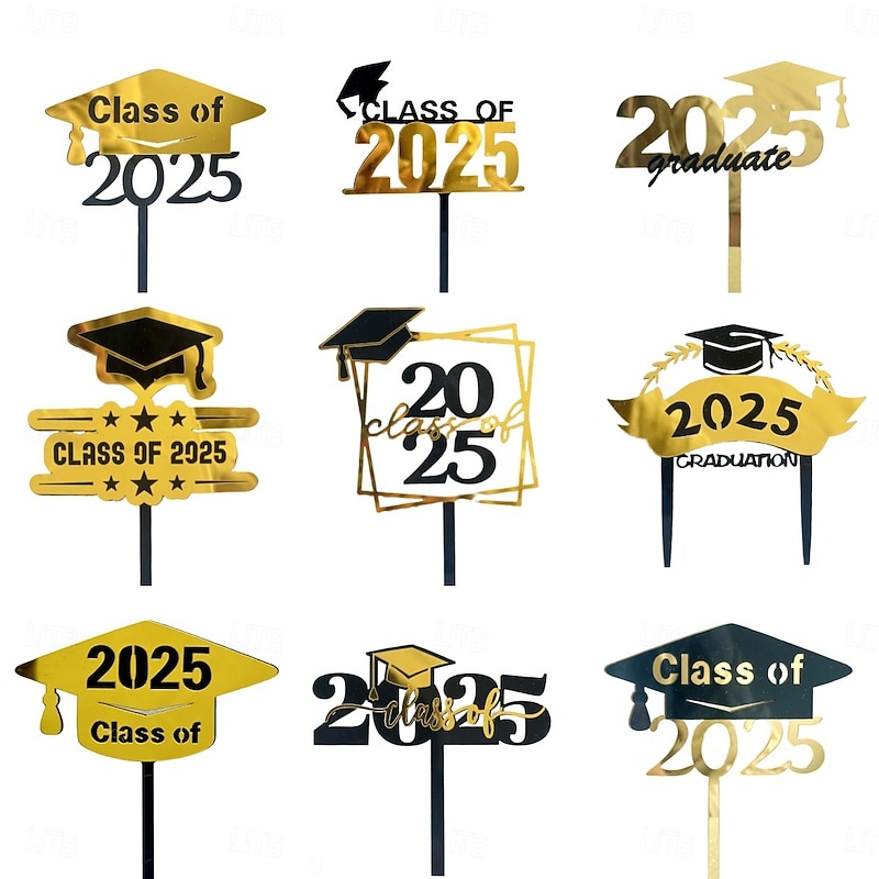 6 Pack Random Style Class of 2025 Graduation Party Centerpiece Sticks Centerpiece Table Decorations for 2025 Graduation Party Decoration Party Supplies - Main Image