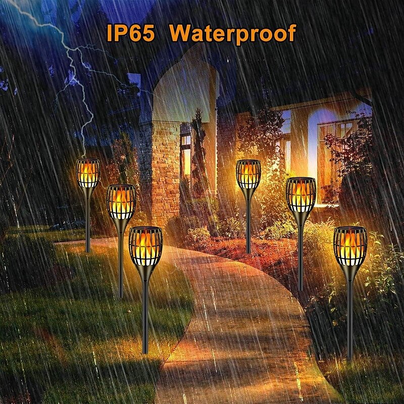 4pcs Solar Pathway Lights Torch with Lighting Template Outdoor Waterproof Garden Waterproof Lawn Lights Yard Pathway Camping Landscape Decoration4