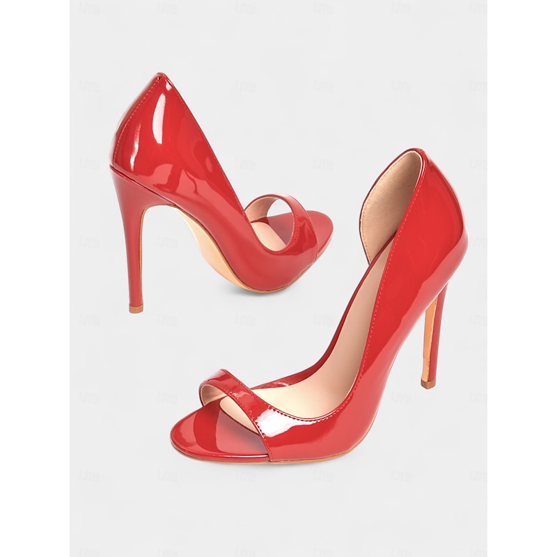 Women's Black and Red Peep-Toe Stiletto Heels – Glossy Gradient Evening Pumps for Elegant Cocktail Parties and Night Out2