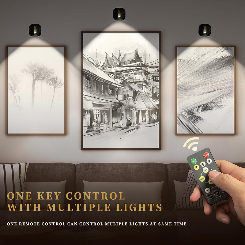 2 Pcs RGB Colorful Dimmable Spotlight Wall Light Mural Light Remote Control USB Rechargeable Battery Adjustable Dimmable Color Atmosphere Light4