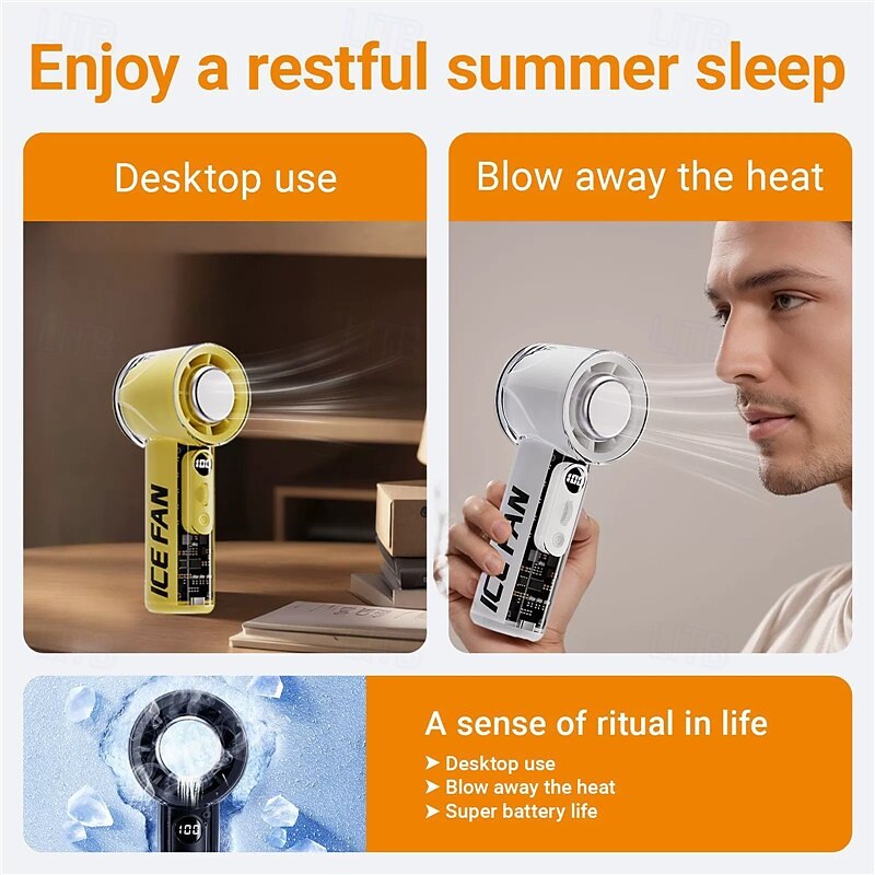 Portable Handheld Fan with 100-Speed Adjustment, LED Display, AI Temp Control, 3000mAh Battery, USB Rechargeable Mini Fan, 12000RPM Quiet Motor, Compact Design for Travel & Summer4
