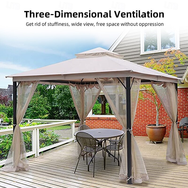 Mosquito Netting for Patio Canopy Umblla Scen Netting for Porch Patio and Outdoor Living Spaces 4-Panel Patio Scen Walls with Zipper4