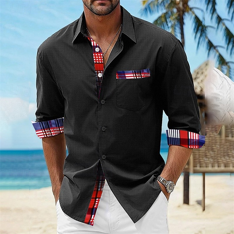 Men's Shirt Summer Shirt Casual Shirt Beach Shirt Button Up Shirt Black White Red Blue Gray Short Sleeve Printed Lapel Vacation Hawaiian Clothing Apparel Polyester Fashion Casual Comfortable2