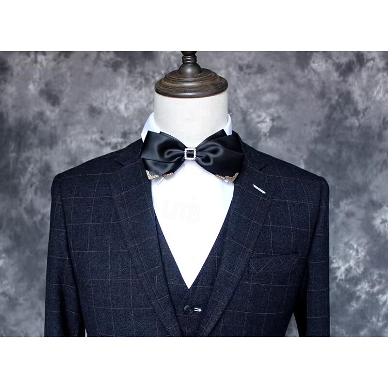 Men's Vintage Bow Tie Wedding Party Bow Tie Solid Color Black Red Royal Blue