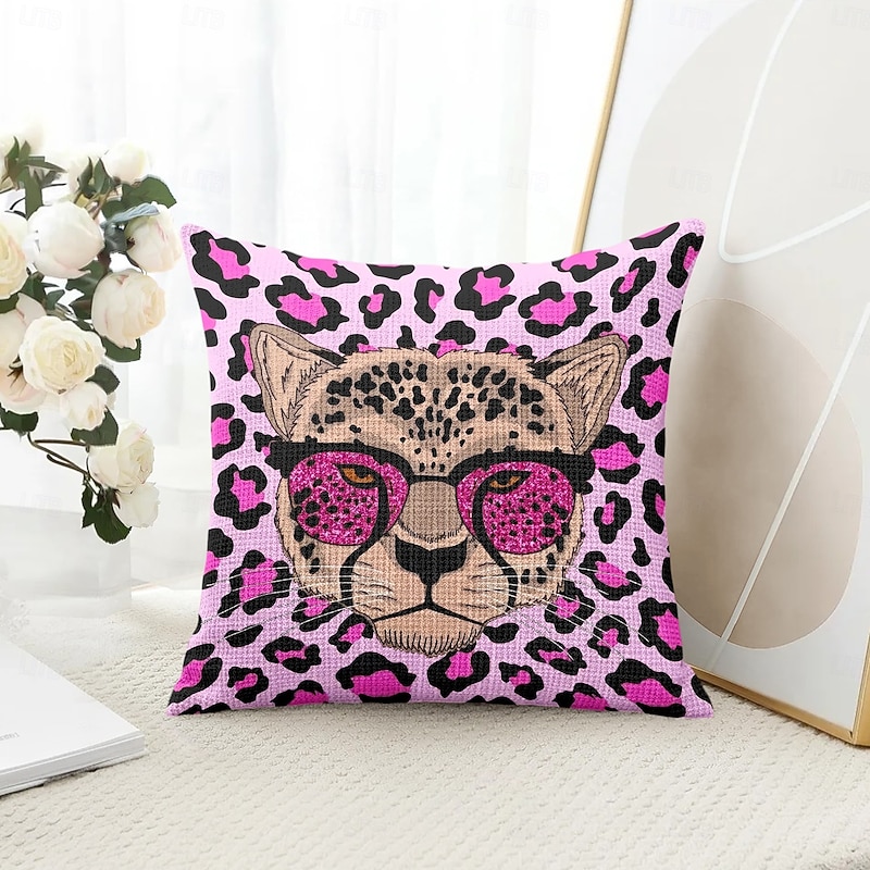 Animal Leopard Decorative Toss Pillows Cover 1PC Soft Square Couch Cushion Case Pillowcase for Bedroom Livingroom Sofa Chair