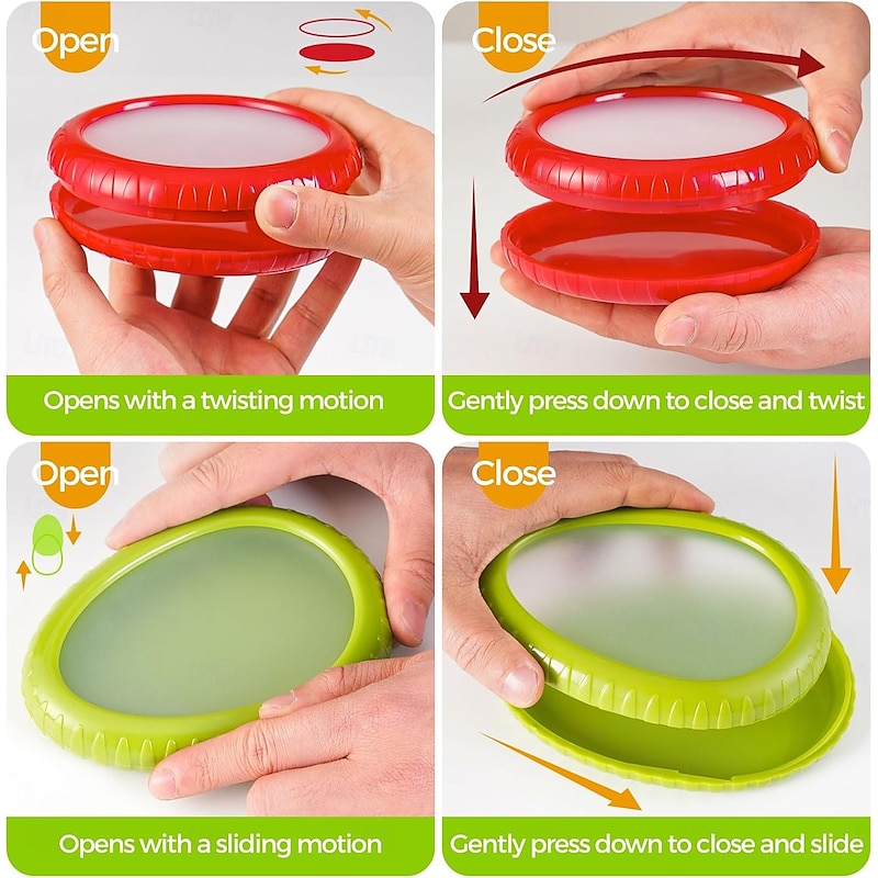 4pcs Avocado Saver and Onion Storage Set, Silicone Fruit Vegetable Anti-oxidation Box,Reusable Fridge Fresh Pod Food Storage,Perfect Lemons Tomato Garlic Containers2