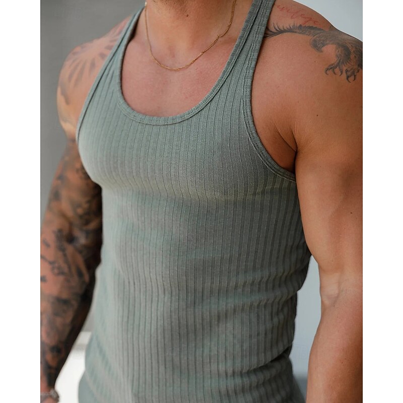 Men's Tank Top Vest Top Undershirt Sleeveless Shirt Sleeveless U Neck Summer Plain Fashion Designer Vacation Street Going out Light Pink Black Pink Top Tee for Men3
