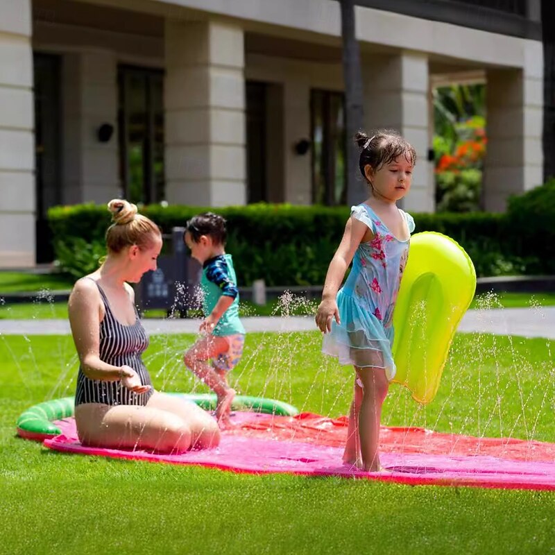 18ft Water Slides and 2 Bodyboards Lawn Water Slide Summer Slip Waterslides Water Toy with Build in Sprinkler for Backyard Outdoor Water Fun for Kids2