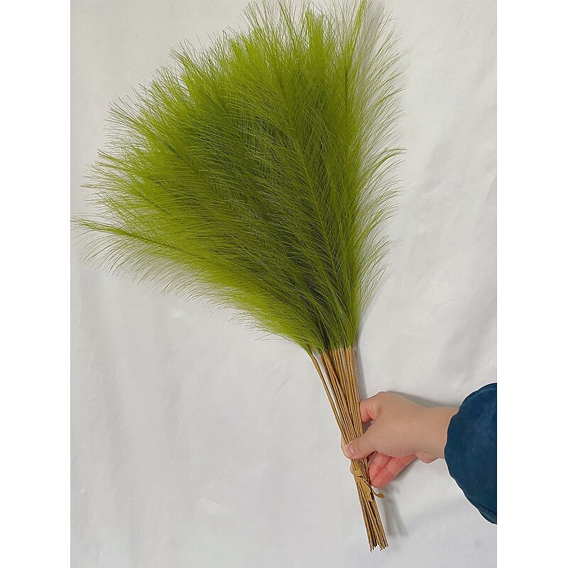 10Pcs Artificial Reed and Pampas Grass Bouquet, Faux Dried Flower Stems for Wedding Bouquets, Home Decor, Living Room, Bedroom, Party, Shop, DIY Floral Arrangements2