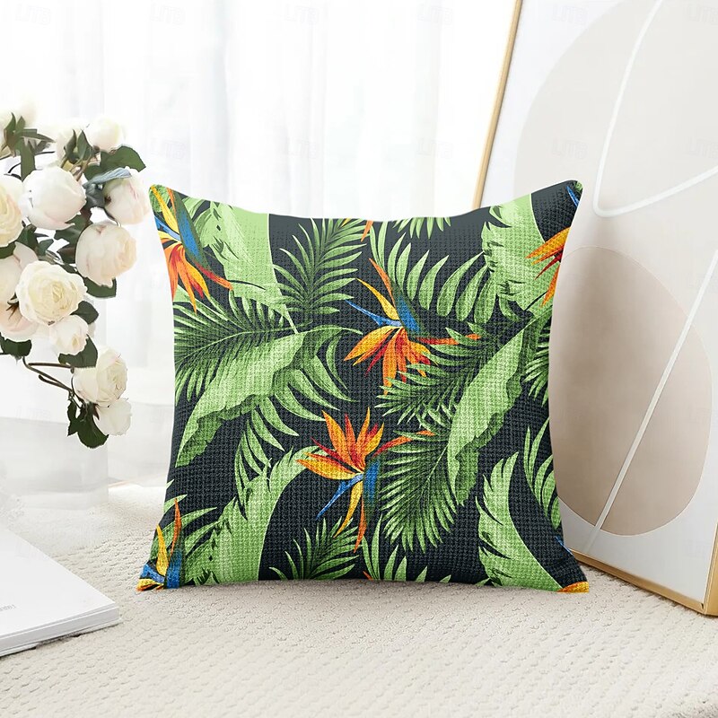 Summer Tropical Plants Decorative Toss Pillows Cover 1PC Soft Square Couch Cushion Case Pillowcase for Bedroom Livingroom Sofa Chair4