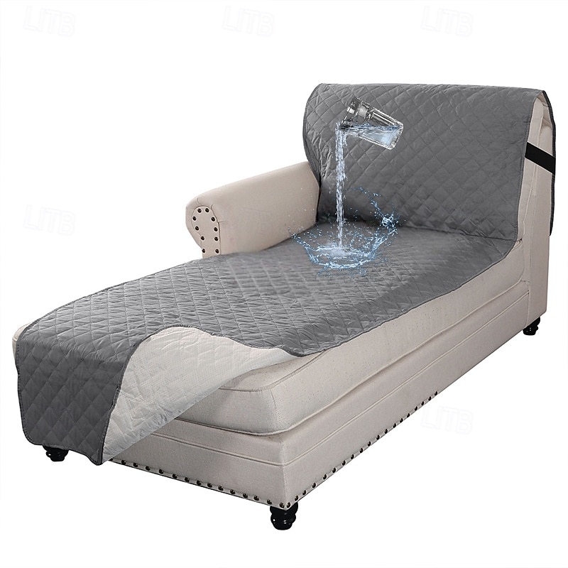 100% Waterproof Reversible Chaise Lounge Couch Cover Water Resistant Sofa Cover Sectional L Shaped Sofa Slipcover with Adjustable Straps Furniture Protector for Dogs