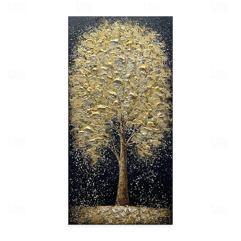 Handmade Oil Painting Canvas Wall Art Decoration Abstract Golden Tree Texture for Home Decor Stretched Frame Hanging Painting/Rolled Frameless Unstretched Painting4