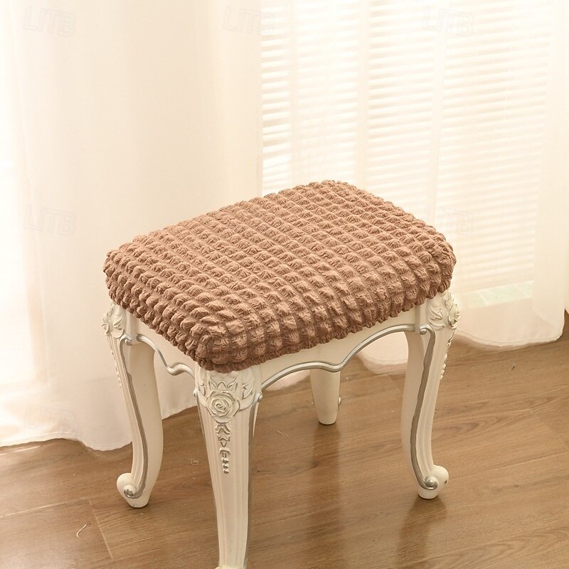 Vanity Stool Bench Covers, Rectangle Bar Stool Covers, Luxury Crease-Resistant Jacquard Fabric Saddle Bar Stool Slipcovers Stretch Washable