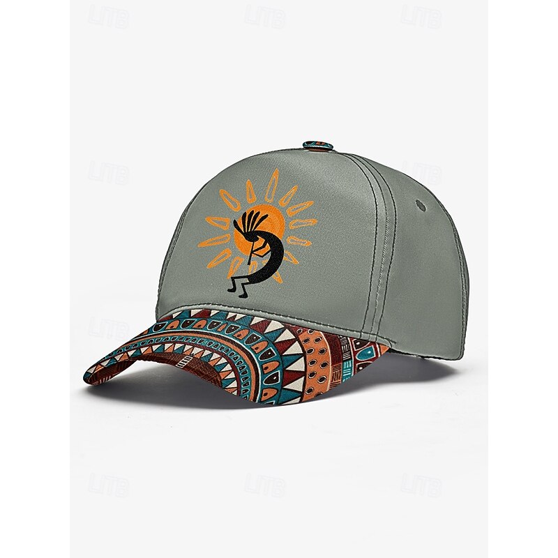 Men's Camouflage Print Baseball Cap with Tribal Pattern, Adjustable Sun Protection Hat for Outdoor Sports, Hiking, and Casual Wear4