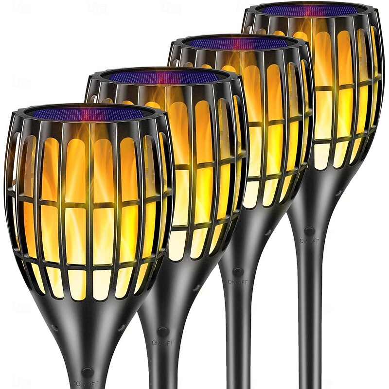 4pcs Solar Pathway Lights Torch with Lighting Template Outdoor Waterproof Garden Waterproof Lawn Lights Yard Pathway Camping Landscape Decoration2