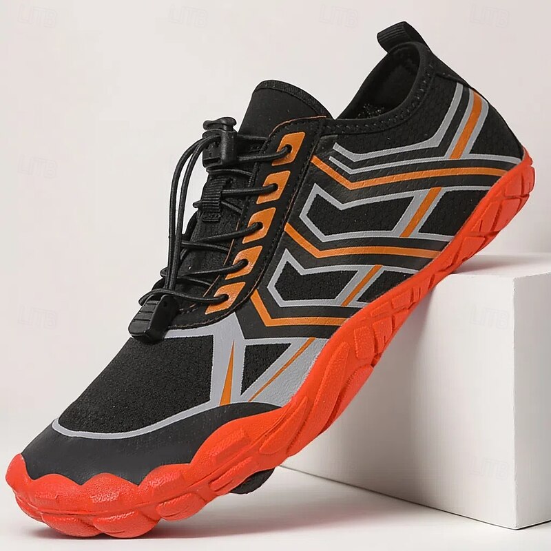 Men's Sneakers Barefoot shoes Upstream Shoes Canyoning Casual PU Leather Mesh Breathable Comfortable Slip Resistant Lace-up Black / Red Black Royal Blue Summer Spring