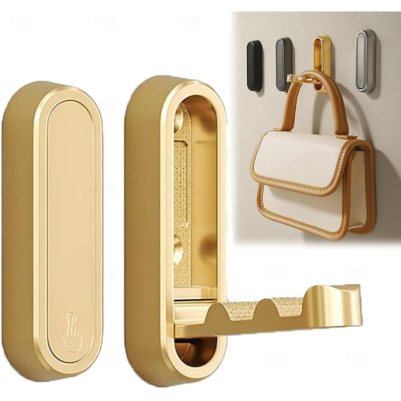 2pcs Folding Wall Hooks Folding Coat Hooks Space-Saving Foldable Hook Bathroom Towel Hook Wall Mounted for Hanging Coat Towels Clothes Hat Bags Keys