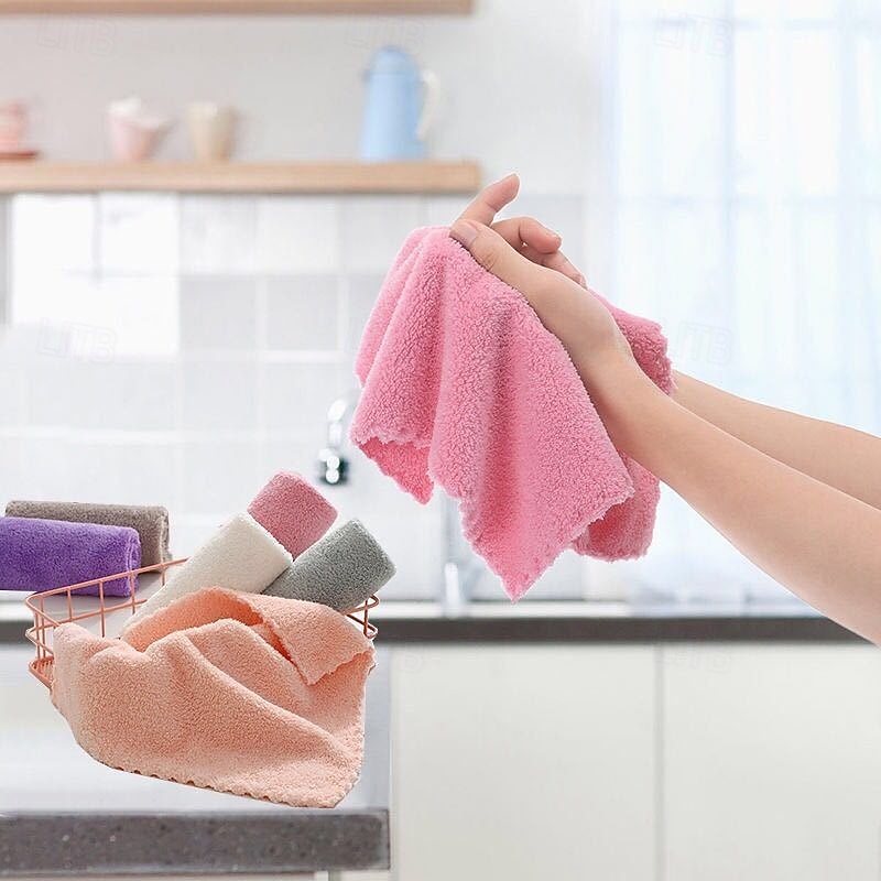 5/10pcs Coral Fleece Makeup Remover Towels, Soft Absorbent Face Wiping Cloths, Non-Shedding Travel Washcloths for Bathroom, Kitchen, Outdoor Use2