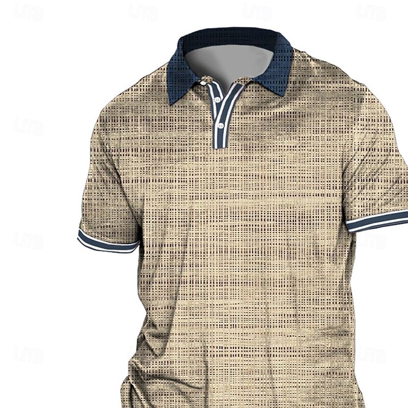 Men's Plus Size Polo Shirt Big and Tall Plaid Turndown Print Short Sleeve Spring & Summer Sports Fashion Streetwear Designer Outdoor Street Tops4