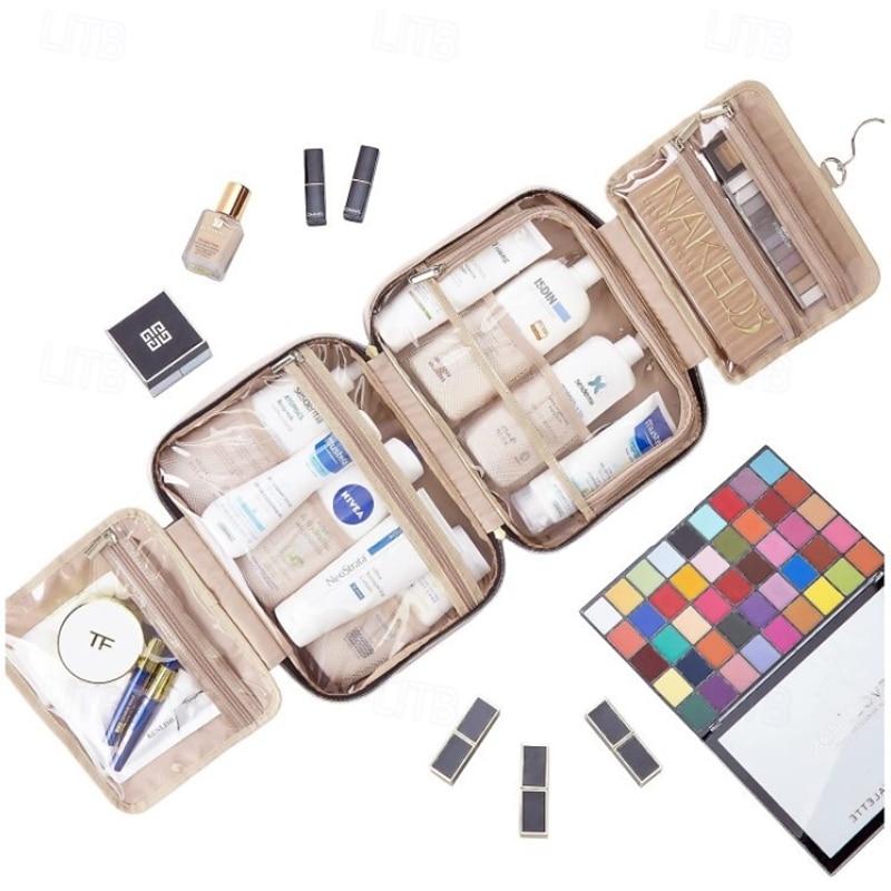 Travel Toiletry Bag for Women & Men, Waterproof Makeup Bag with Hanging Hook and Multiple Pockets, Cosmetic Bags for Women, Travel Essentials,3