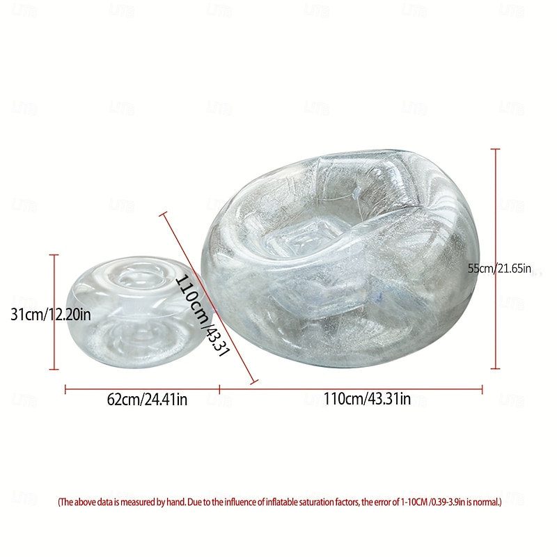 Inflatable Sofa With Sequins Lazy Sofa Inflatable Outdoor Sofa Bed With Footrest Combination Transparent Sofa Chair With Sequins Suitable For Camping Hiking2