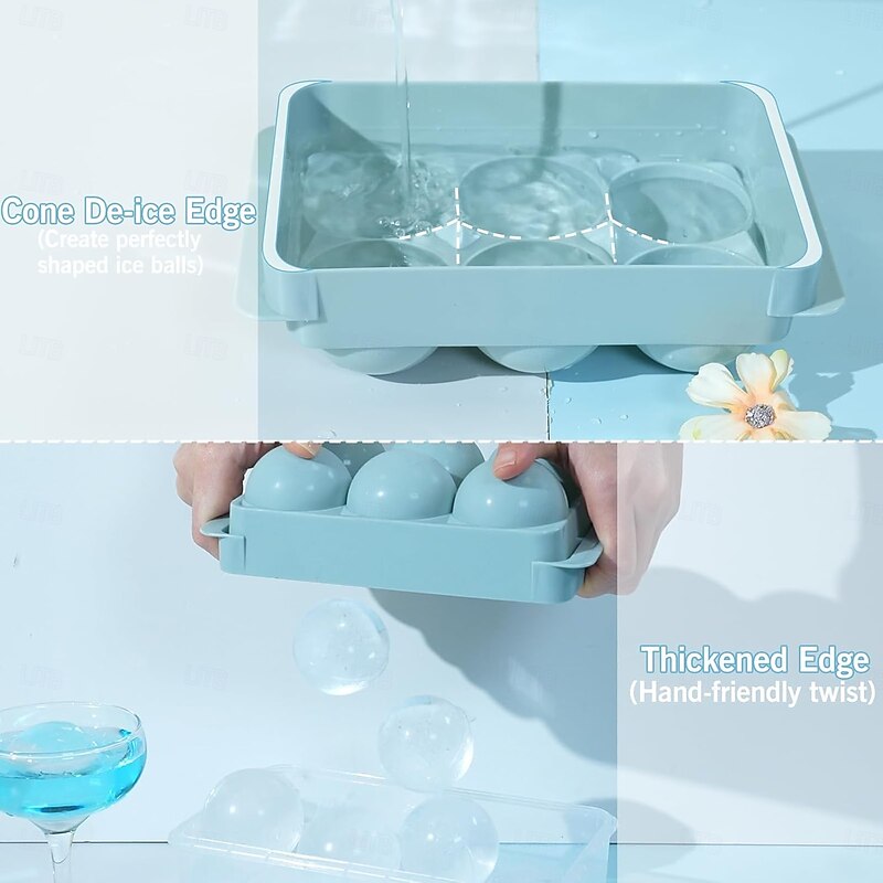 Large Ice Cube Molds, Big Round Whiskey Ice Cube Trays for Freezer, Easy to Fill & Release, Whiskey Bourbon Cocktail3