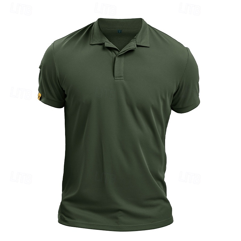 Men's Golf Shirt Golf Polos Shirts Work Casual Lapel Short Sleeve Basic Modern Plain Patchwork Buttons Summer Regular Fit Blue Sky Blue Army Green Golf Shirt2