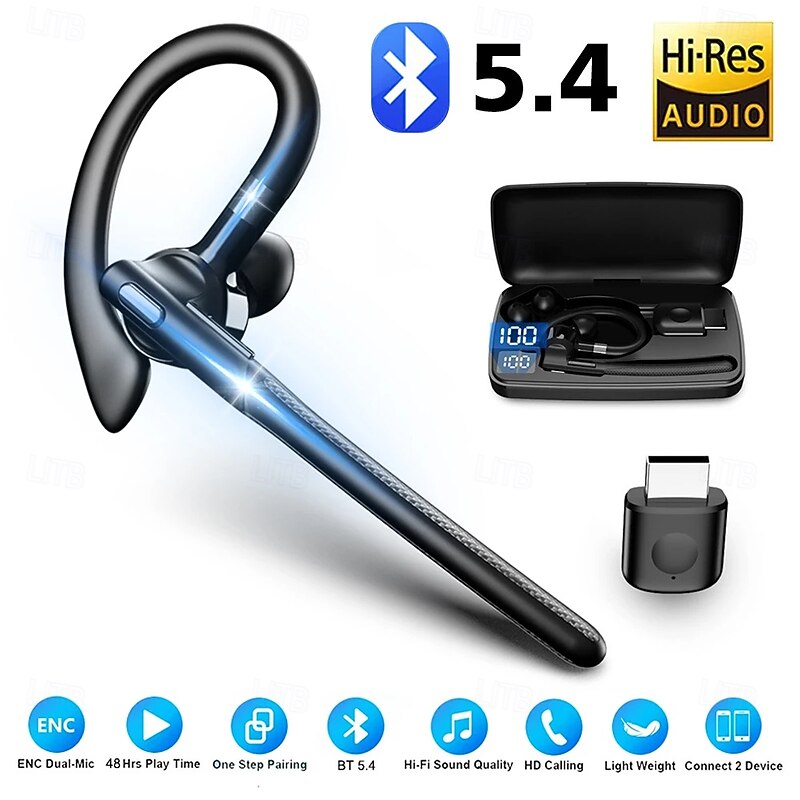YYK-526 True Wireless Headphones TWS Earbuds, Ear Hook Bluetooth 5.3, Ergonomic Charging Box, Long Battery for Travel, Office, Cycling