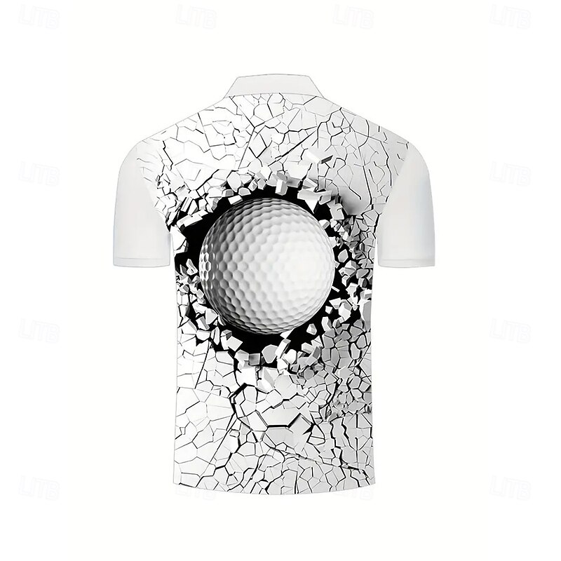 Men's Ball Sports Polo Shirts Short Sleeve Polo Shirts Collared Shirts Casual Outdoor Athleisure Daily Wear 3D Print Summer White2