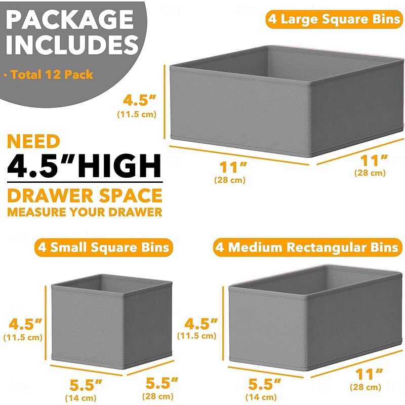 Drawer Organizer Clothes, 12 Pack Dresser Organizer Bins for Nursery, Closet Organization and Storage Dividers for Clothing, Baby Clothes, Underwears, Socks2