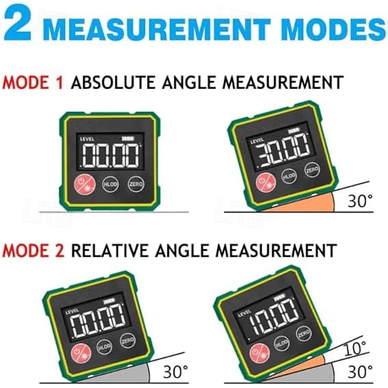 Digital Angle Finder Magnetic Angle Gauge LCD Digital Level tool Protractor Inclinometer Level Box Backlit Portable Angle Measurement Tool Battery Operated3