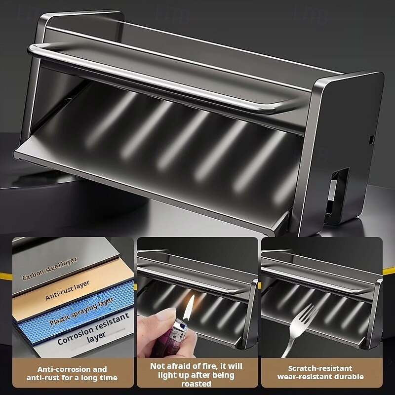 Installation-Free Kitchen Sink Holder, Sponge, Brush, Dishwashing Liquid, Sink Stopper, Soap Organizer, Thick Stainless Steel with Self-Draining Tray for Kitchen and Bathroom Organization4