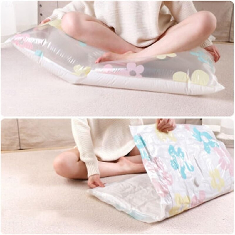 10 Pack Travel Vacuum Bags with Pump Seal Bags for Clothes Blankets Storage Bags with Zip, Storage Space Saver Vacuum Bags Reusable for Clothes Duvets Bedding Quilt Coats Blankets4