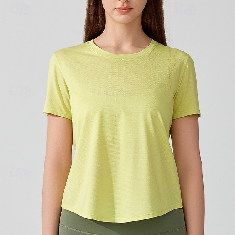 Women's Solid Colored Sport Shirt Tennis Shirt Short Sleeve Moisture Wicking Breathable Tennis Golf Pickleball Crew Neck Open Back White Yellow Pink Tennis Clothing3