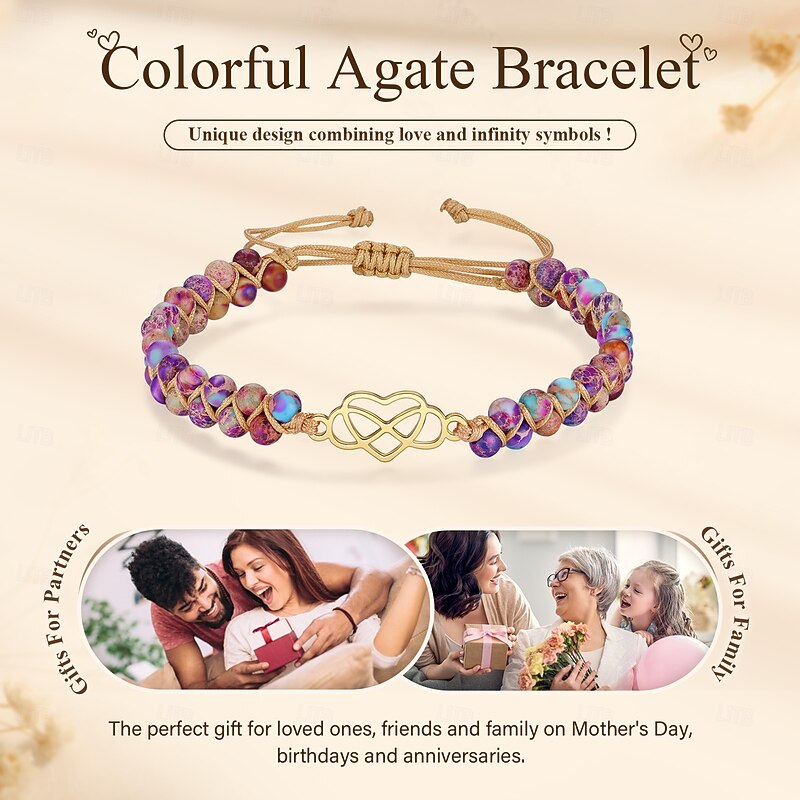 Agate Stone Braided Bracelet Gift for Students, Best Friends or Classmates – Back to School Jewelry for New Semester, Birthday, Anniversary – Stylish Wrist Accessory with Blessings and Trendy Campus Vibes4