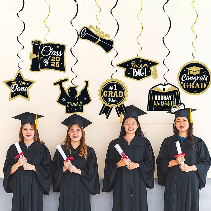 24 Pcs 2025 Graduation Party SuppliesHanging Swirls for Graduation Party Decorations3