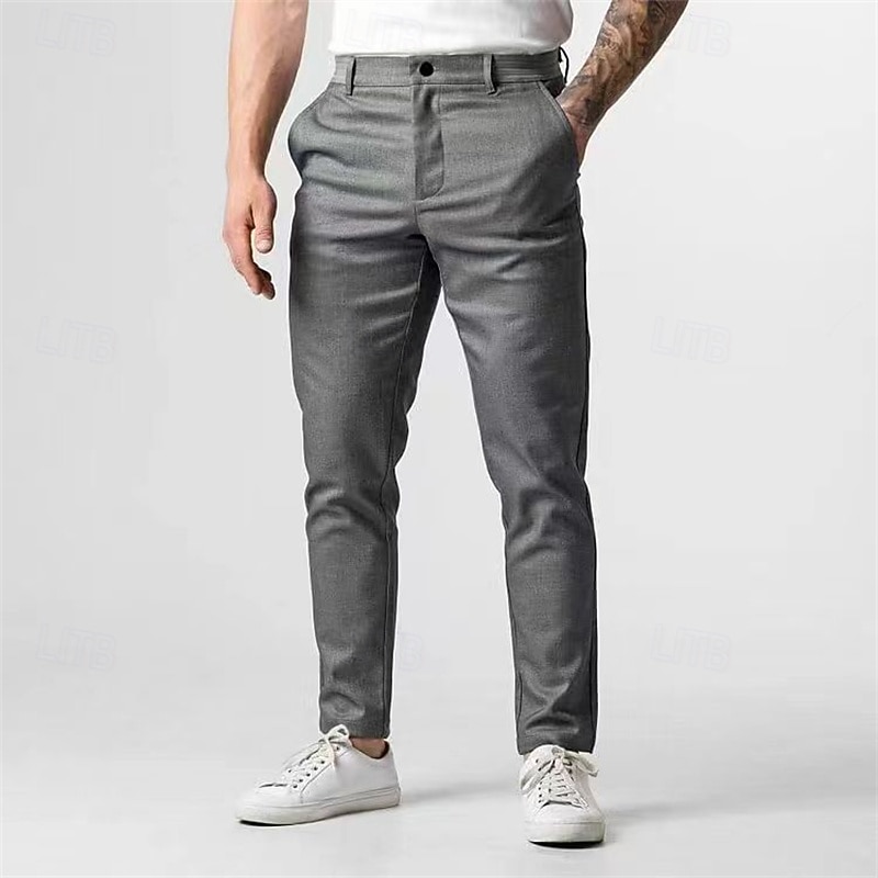 Men's Linen Pants Trousers Chinos Summer Pants Pocket Plain Comfort Breathable Vacation Daily Holiday Simple Casual Dark Brown Black