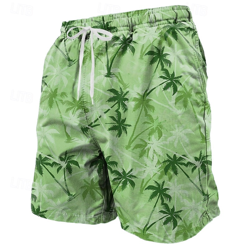 Men's Coconut Tree Gradient Color Tropical Plants Swim Shorts Board Shorts Swimming Trunks Mid Waist Hawaiian Beach Vacation Wear Side Pockets Mesh Lining Elastic Drawstring Waist Designer Clothing2