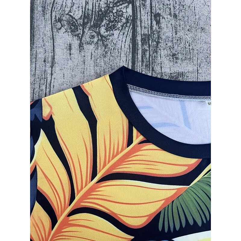 Women's T Shirt Summer Tops Color Block Bird Classic Casual Short Sleeve Crew Neck Crop Tops Daily Weekend Print Rainbow Summer Spring Fall3