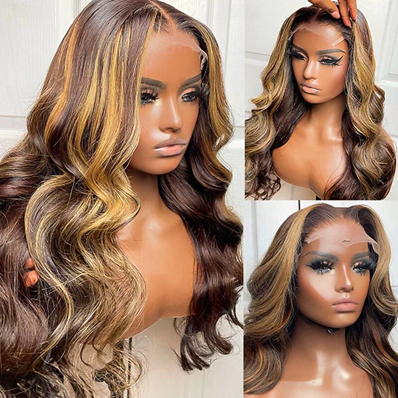 Highlight P4/27 Piano Color 4x4 Lace Wig Body Wave Lace Wig 150% Density With Baby Hair4