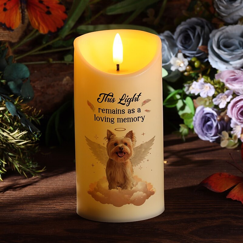 Personalized Memorial LED Candle Custom Pet Photo Sympathy Gifts For Loss Of Loved Ones, Dog Memorial Light for Home Bedroom Decor, Tribute to Beloved Pup3