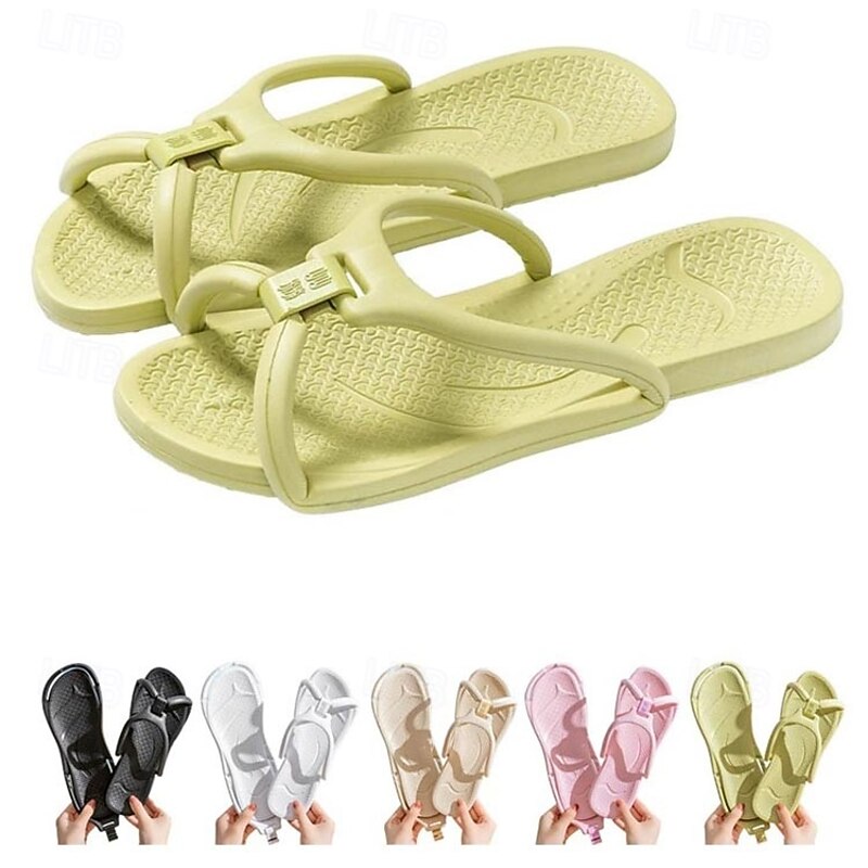 Couple Travel Portable Bathroom Slippers Lightweight EVA Anti-Slip Slippers Comfortable Soft Sole Foldable Slippers Men's Women's Slippers for Flat Feet