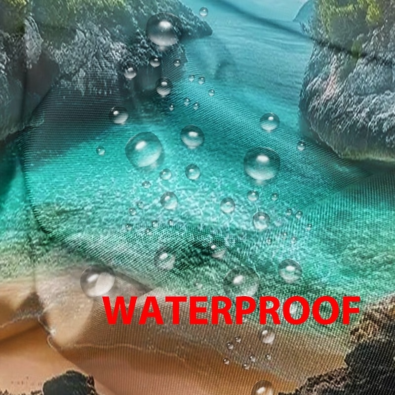 Waterproof Outdoor Curtain Privacy, Sliding Patio Curtain Drapes, Pergola Curtains Grommet 3D Ocean Cave Landscape For Gazebo, Balcony, Porch, Party, 1 Panel4