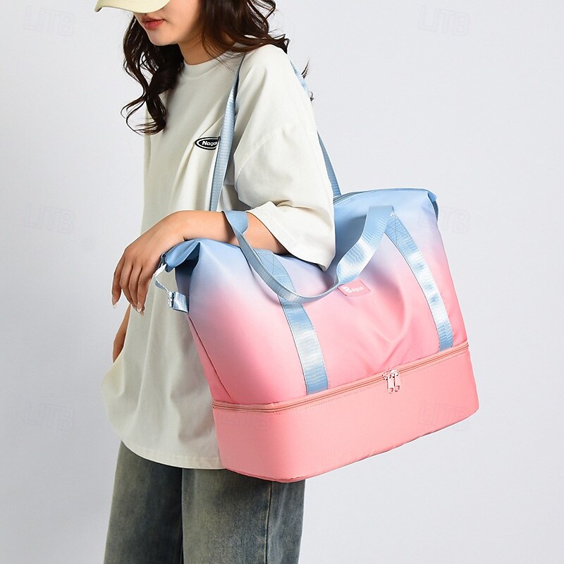 Weekender Bag Travel Duffel Bag with Shoe Compartment, Gym Bag with Wet Dry Separation, Gradient Color Hospital Maternity Bag, Large Capacity Carry On Tote for Women Men2