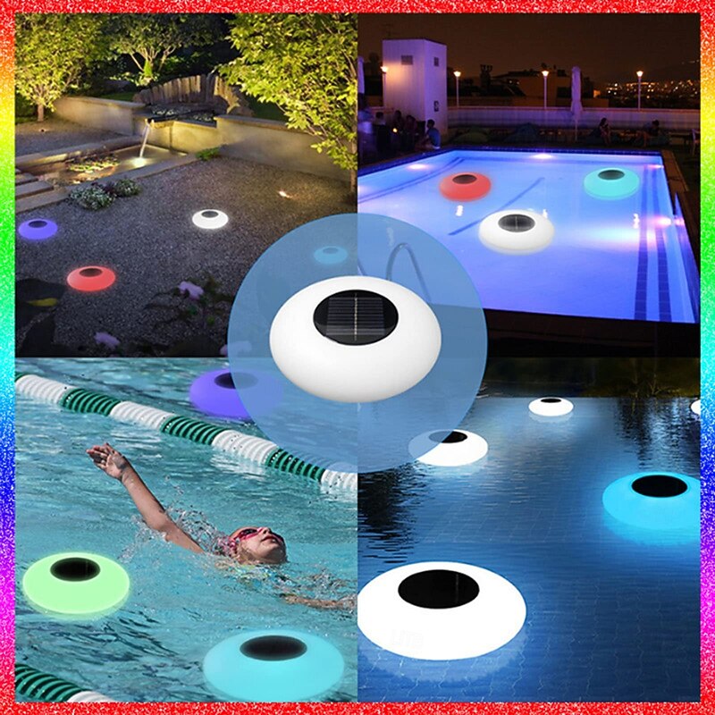 1 Pc Outdoor Solar Rgb Pool Light Waterproofremote Control, 16 Tone Light Fountain Pool Floating Light Landscape Light, Four Styles To Choose From4