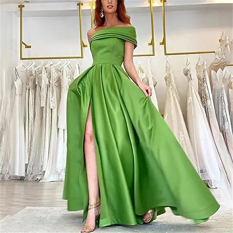A-Line Quinceanera Dresses Elegant Dress Wedding Wedding Guest Floor Length Sleeveless One Shoulder Polyester Backless with Slit