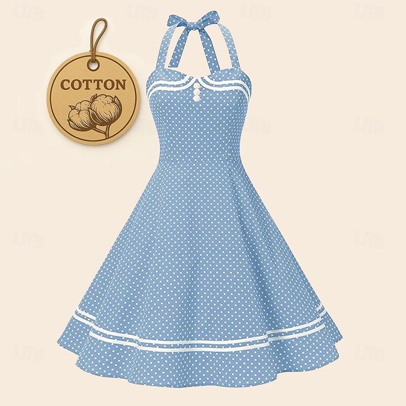 Retro Vintage 1950s Cocktail Dress Dress Party Costume A Line Dress Polka Dot Fancy Dress Women's Masquerade Event / Party Bachelorette Party Adults' Dress Homecoming Dresses