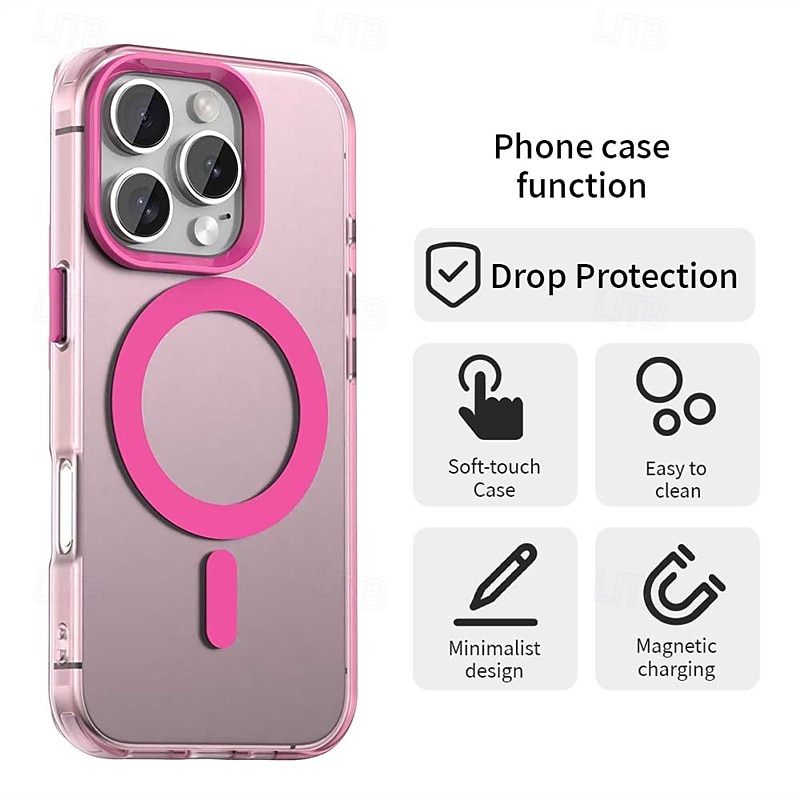 Phone Case For iPhone 17 Pro Max 17 Air 16 15 Pro Max Plus 16e 13 12 11 Pro Max Back Cover Magnetic Adsorption Magnetic Support Wireless Charging Shockproof PC Metal2